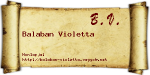 Balaban Violetta névjegykártya